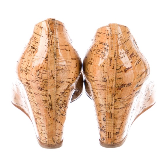 CHRISTIAN LOUBOUTIN size 38.5 cork print WEDGES - Picture 5 of 15